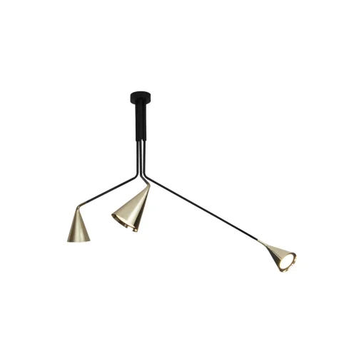 GORDON loftlampe, mat sort/børstet messing