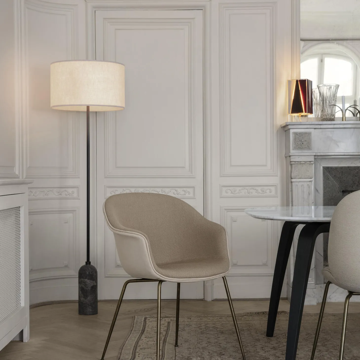 Gravity Floor Lamp, grey marble/canvas