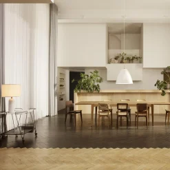 Gravity Table Lamp, white marble/canvas