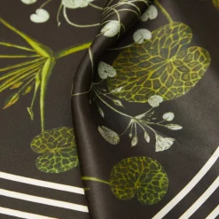 Green Striped Blossom silketørklæde, emerald green