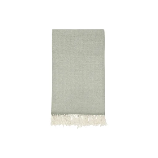 HERRINGBONE Throw, dusty green/white