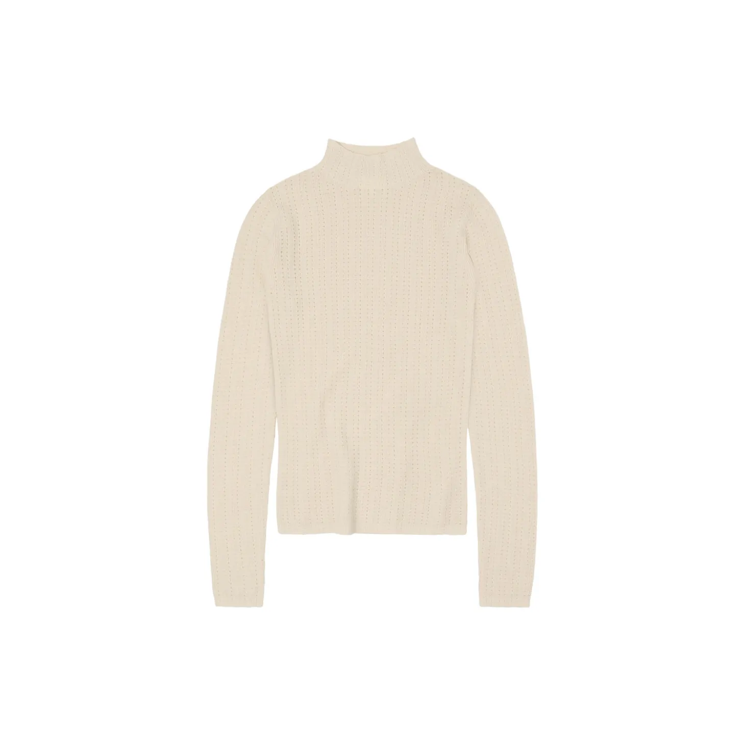 High Neck Pointelle Top, ecru