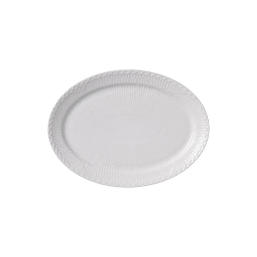 Hvid Halvblonde oval tallerken 28 cm