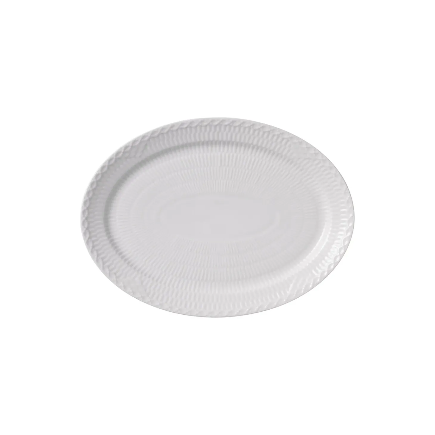 Hvid Halvblonde oval tallerken 28 cm