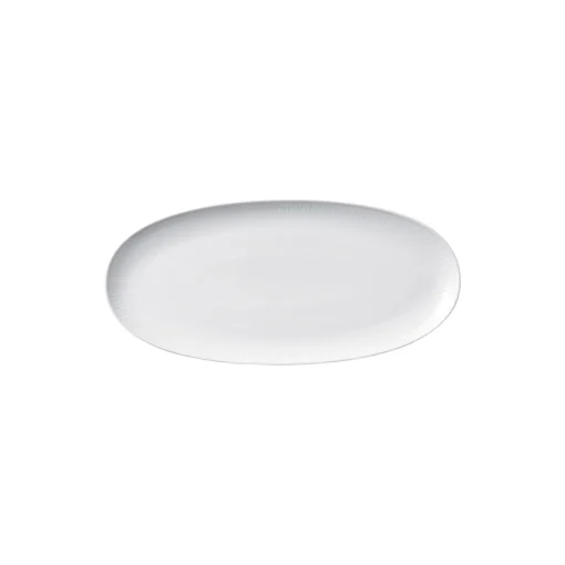 Hvid Riflet aflangt fad 37 cm