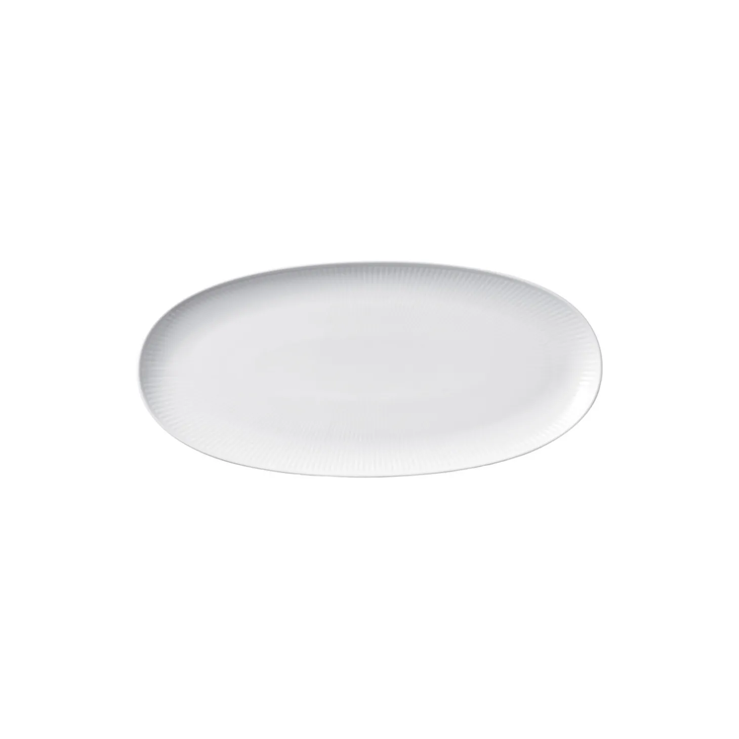 Hvid Riflet aflangt fad 37 cm