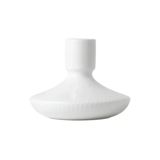 Hvid Riflet lysestage 8 cm