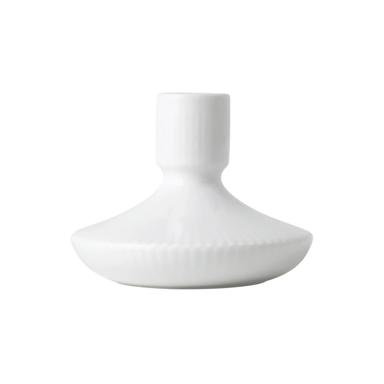 Hvid Riflet lysestage 8 cm