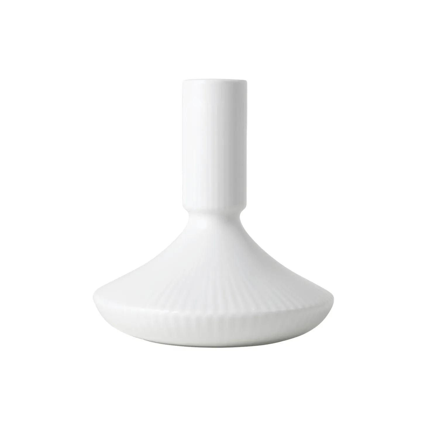 Hvid Riflet lysestage 12 cm
