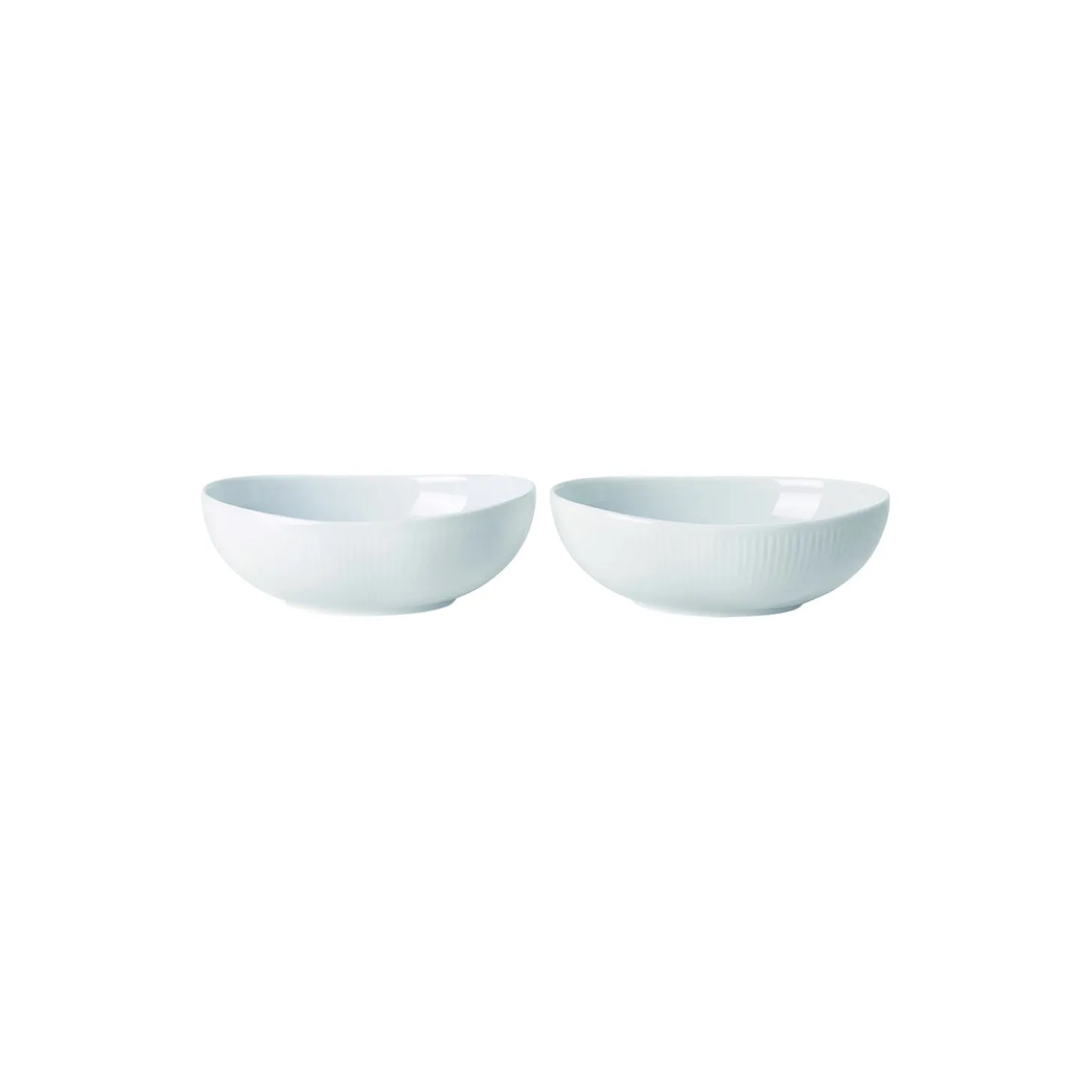 Hvid Riflet oval skål 37 cl, 2 stk