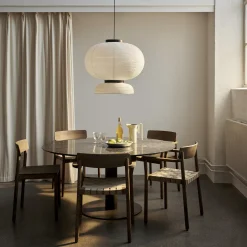 In Between SK20 Dining Table, matt black/nero marquina marble