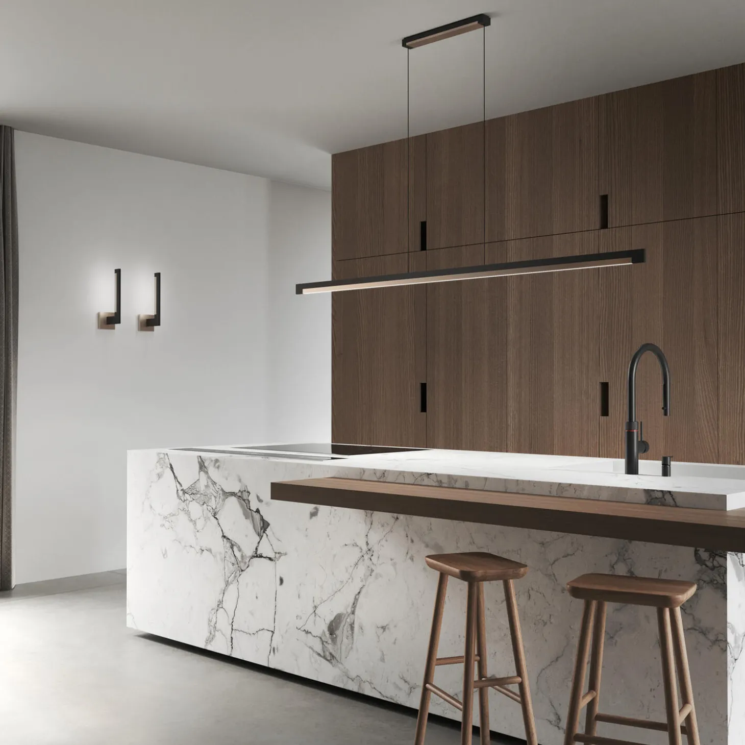 INLAY S1900 LINEAR pendel, matt black/satin gold