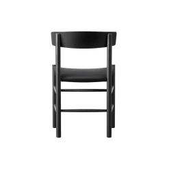 J39 Mogensen sædepolstret stol, sortlakeret bøg/sort kanvas