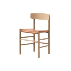 J39 Mogensen sædepolstret stol, sæbebehandlet eg/Omni 307 cognac