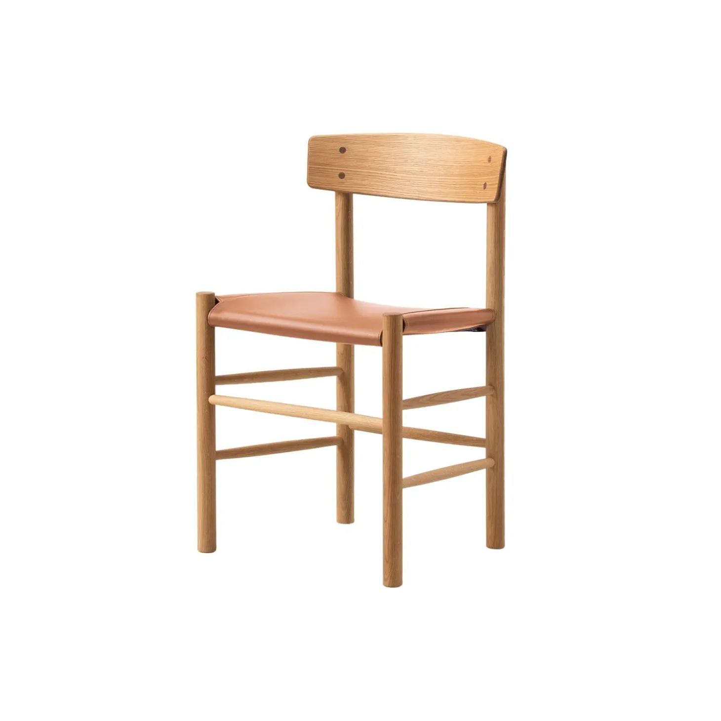 J39 Mogensen sædepolstret stol, olieret eg/Omni 307 cognac