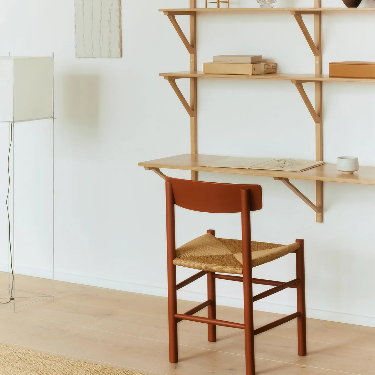 J39 Mogensen stol, herritage red/natur