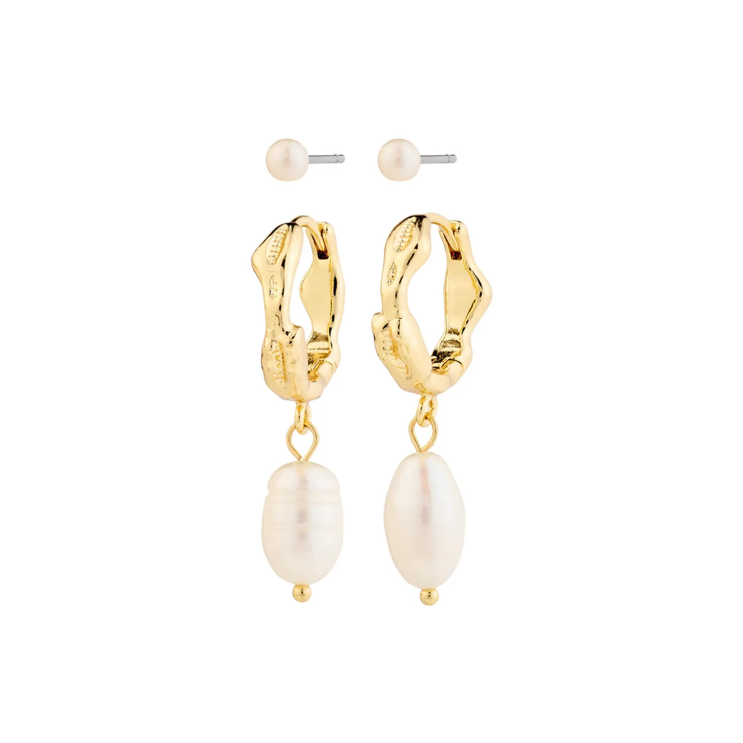 JONNE Pearl Øreringe 2 sæt, gold plated