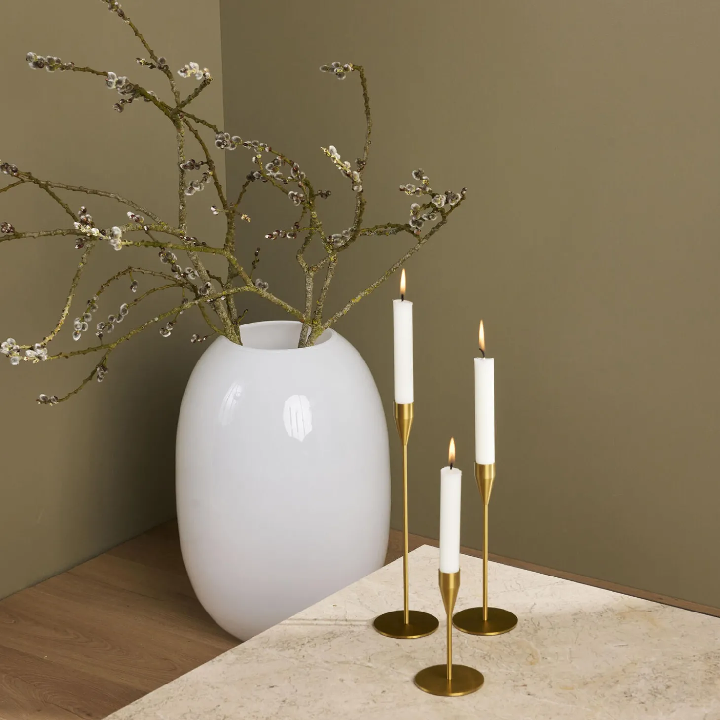 Jupiter lysestage 29 cm, messing