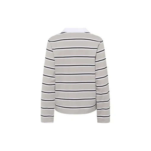 KBZuelma Striped Polo LS, zuelma stripe drizzle grey