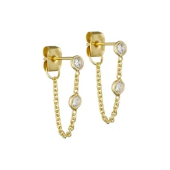 Kædeøreringe med zirkoner, guld