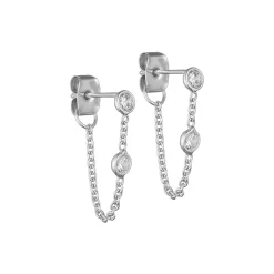 Kædeøreringe med zirkoner, sølv