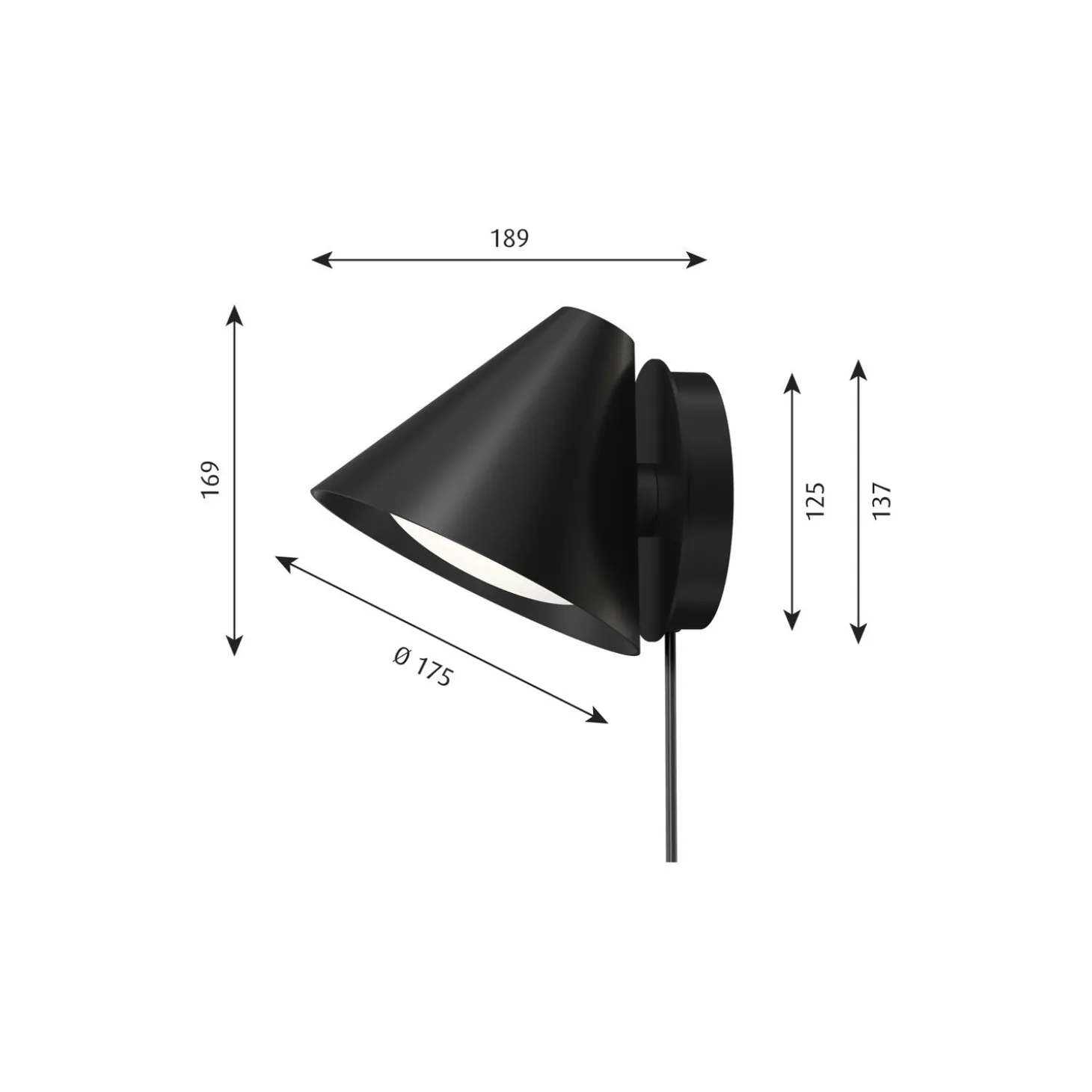 Keglen væglampe, sort