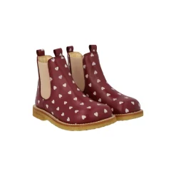Klassisk Chelsea støvle, berry hearts/rose elastic
