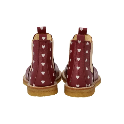Klassisk Chelsea støvle, berry hearts/rose elastic