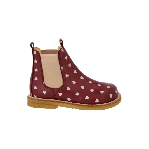 Klassisk Chelsea støvle, berry hearts/rose elastic