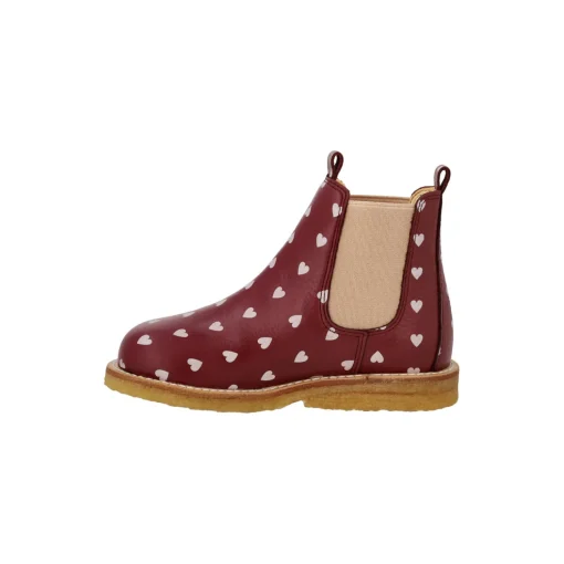 Klassisk Chelsea støvle, berry hearts/rose elastic