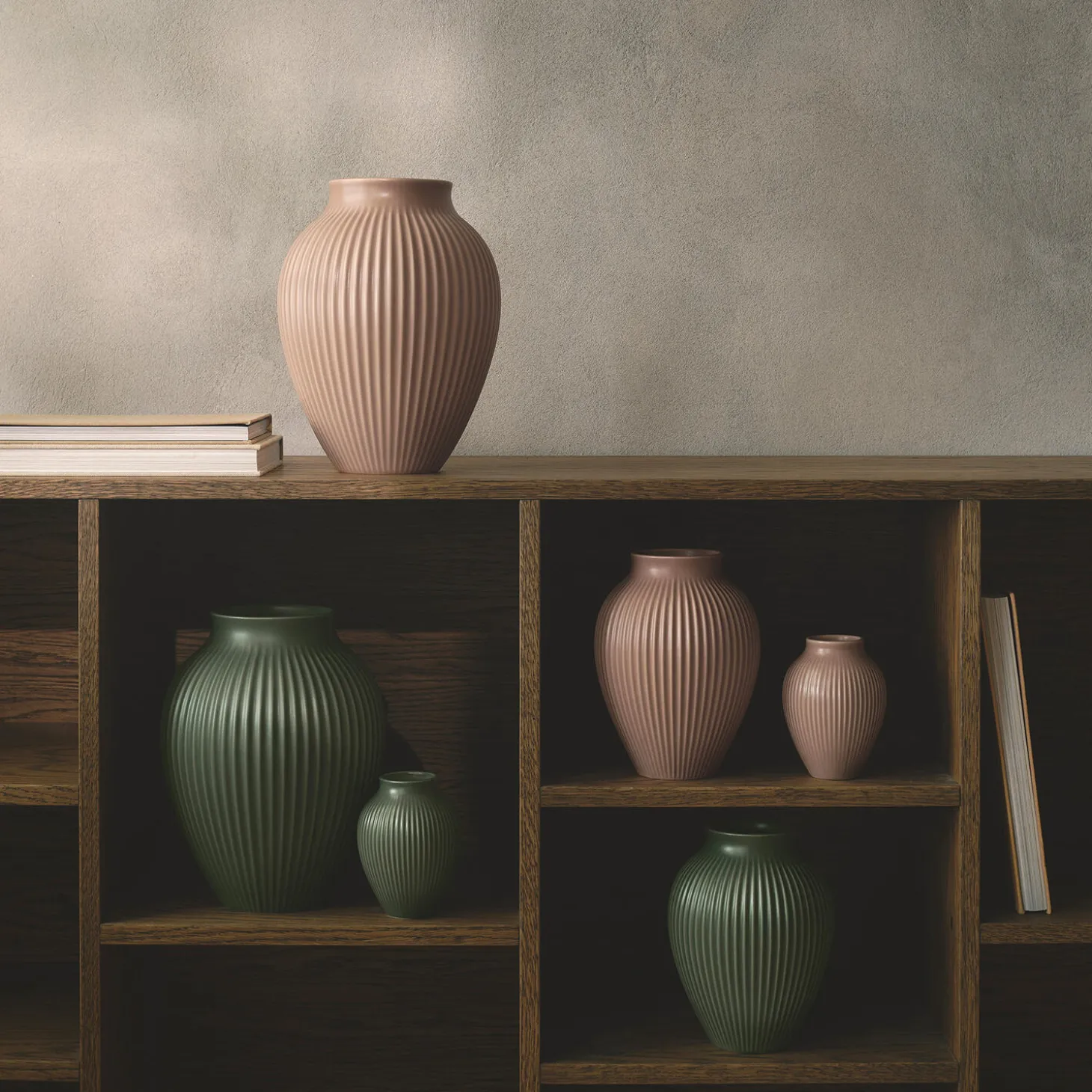 Knabstrup vase ripple, mat dusty rose