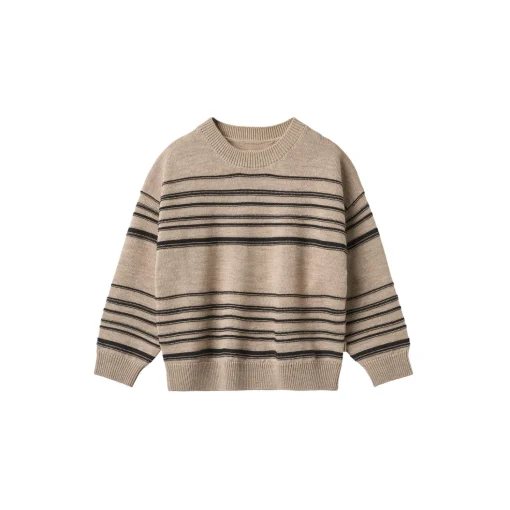 Knit Pullover Flores, sand black stripe