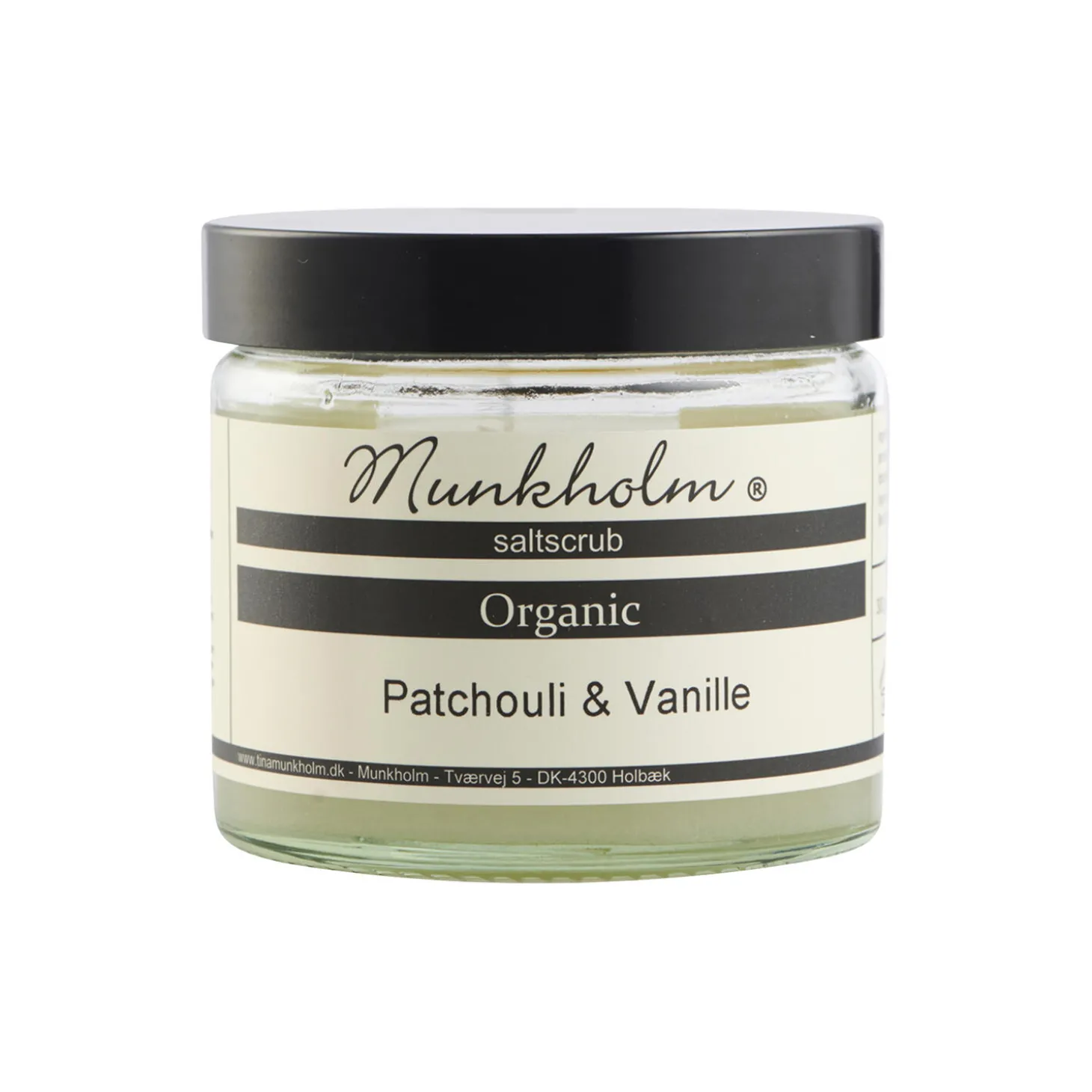 Økologisk saltskrub, patchouli & vanilla