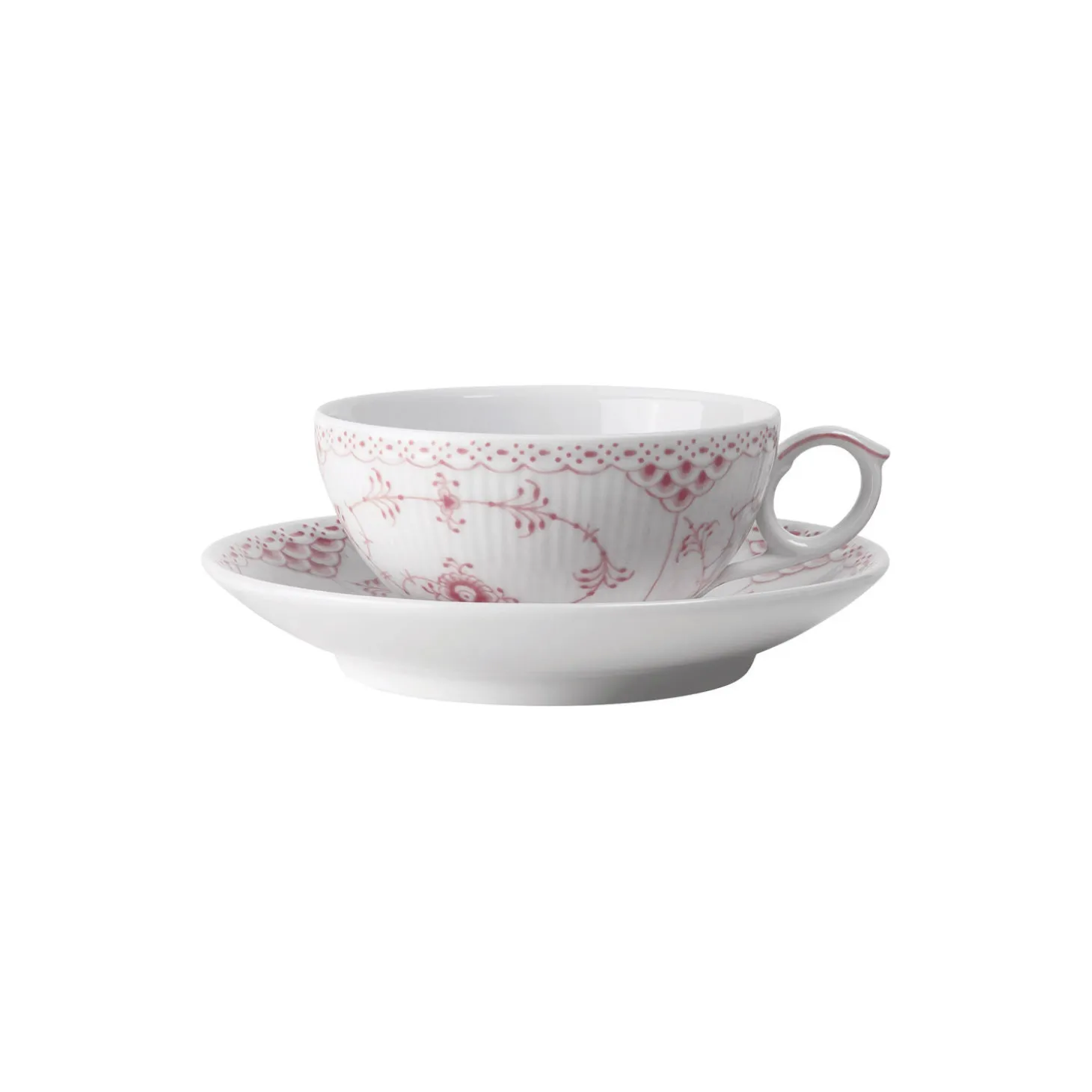 Koral Musselmalet Halvblonde kop med underkop 20 cl