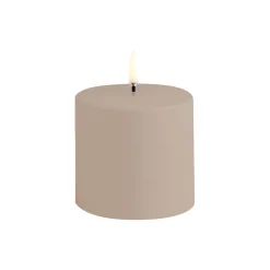 LED Outdoor Pillar Candle 17 cm, sandstone
