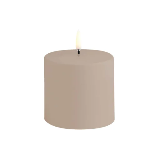 LED Outdoor Pillar Candle 17 cm, sandstone