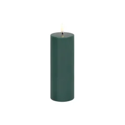 LED pillar candle, pine green