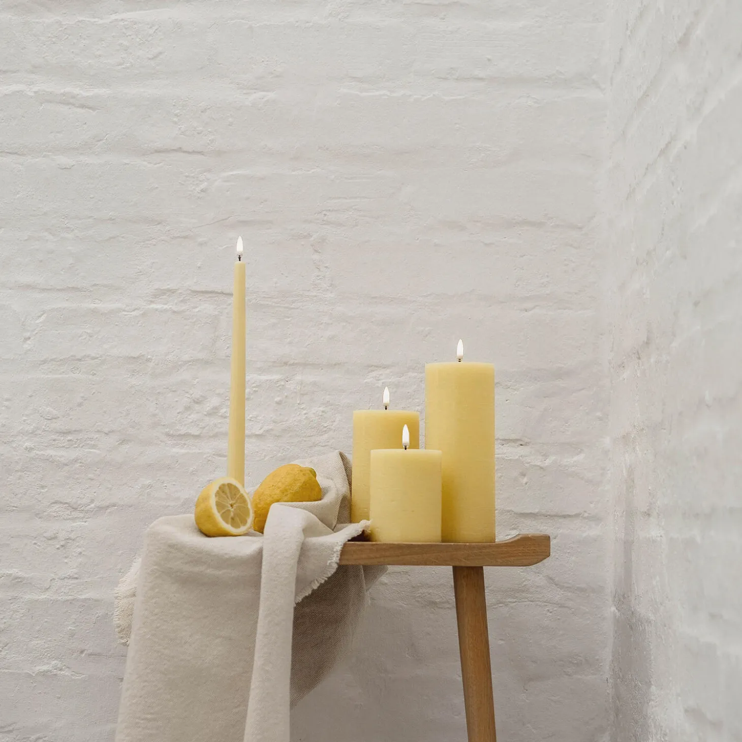 LED Slim Taper Candle 32 cm 2 pcs, wheat yellow