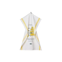 Lemon Poppy Organic Cotton Kitchen Towel, white/yellow