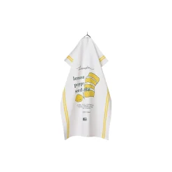 Lemon Poppy Organic Cotton Kitchen Towel, white/yellow