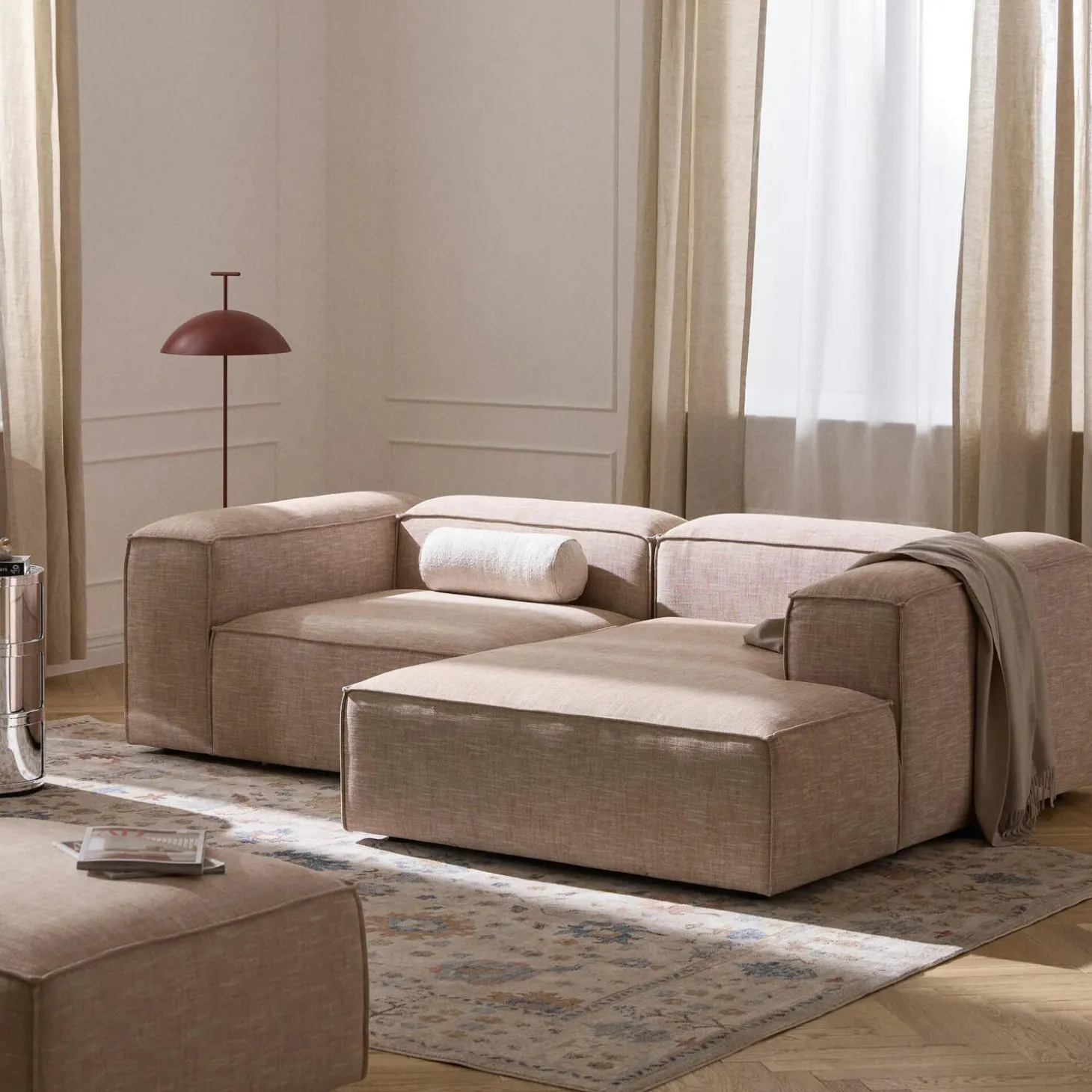 Lennon modulær hjørnesofa, linnedblanding rustfarvet