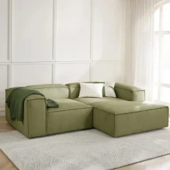 Lennon modulær hjørnesofa, riflet fløjl olivengrøn