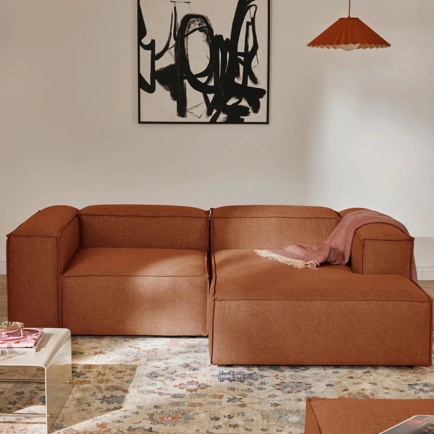 Lennon modulær hjørnesofa, vævet terracotta
