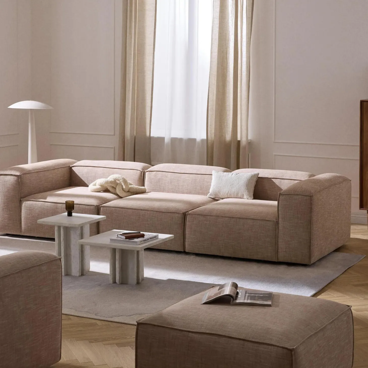 Lennon modulær 4-pers. sofa, linnedblanding rustfarvet