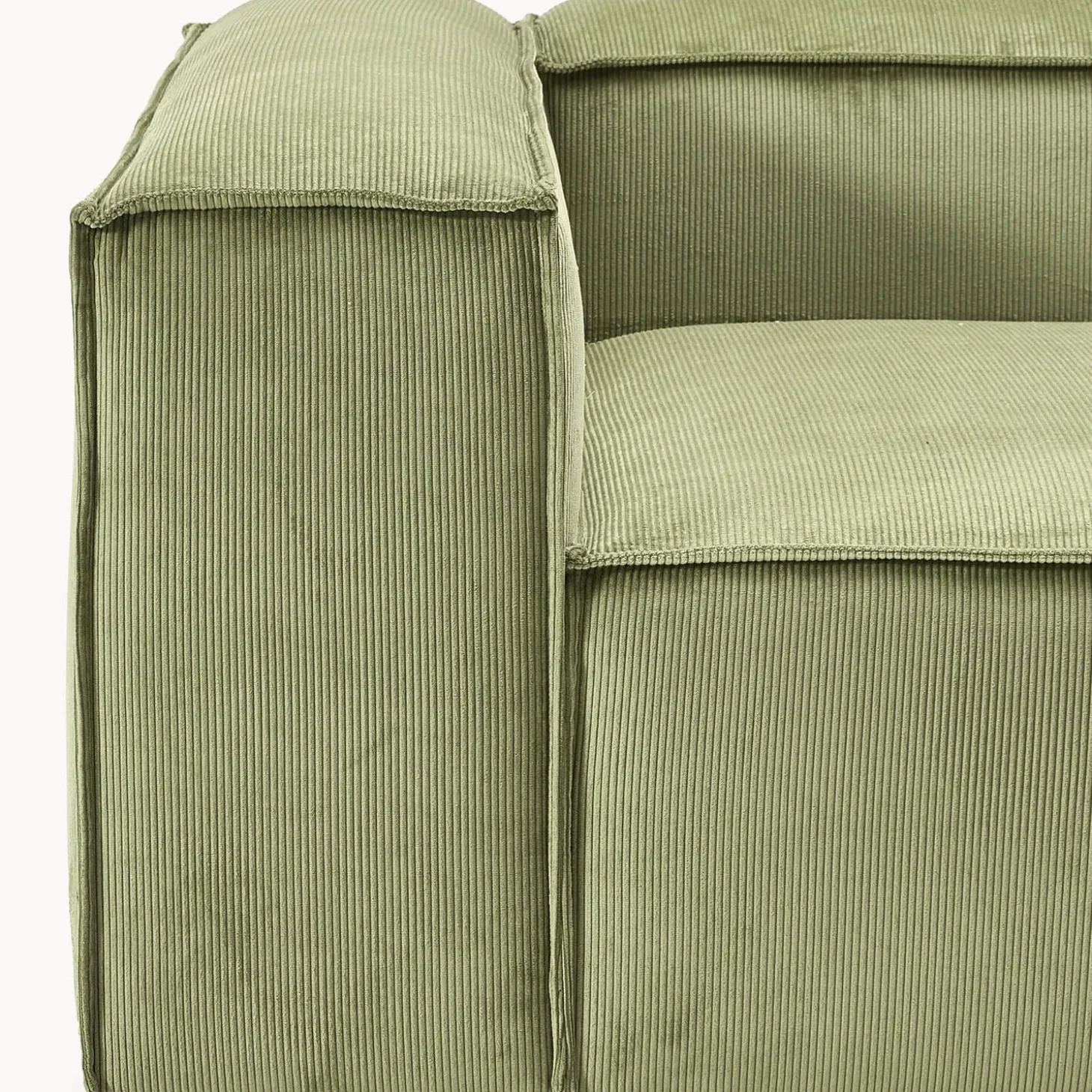 Lennon modulær 4-pers. sofa, riflet fløjl olivengrøn