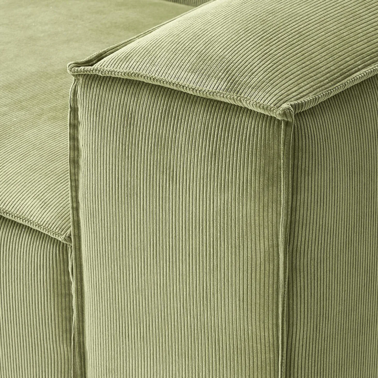 Lennon modulær 4-pers. sofa, riflet fløjl olivengrøn