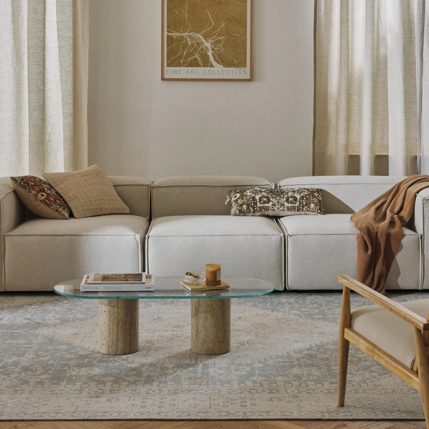 Lennon modulær 4-pers. sofa, vævet off white