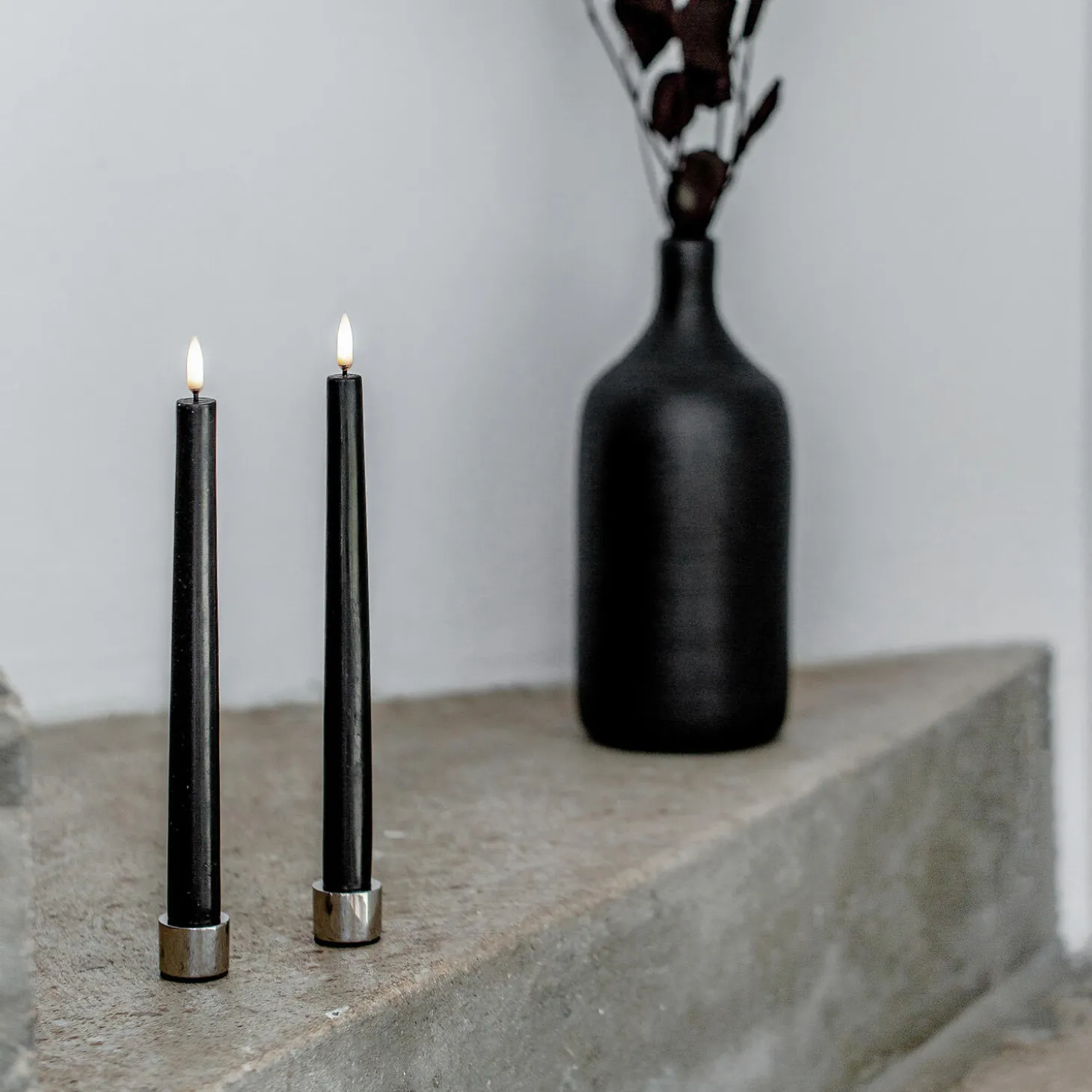 Light Candleholder 2 pcs, matte black