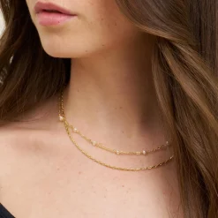 Lina halskæde, guldbelagt/tourmaline mix