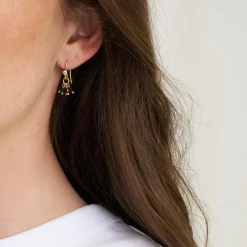 Lina hook ørering, guldbelagt/black